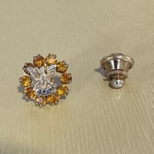 Vintage LA FOE Fraternal Order Of Eagles Gold-Tone Pin With yellow Rhinestones